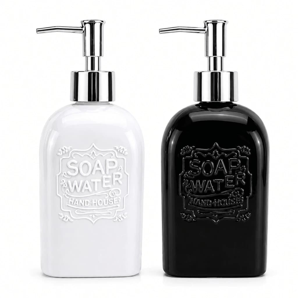 Porta Sabonete Liquido 400ML 20x8Cm Dispenser Para Banheiro Vidro Preto Ou Branco Decorativo clink