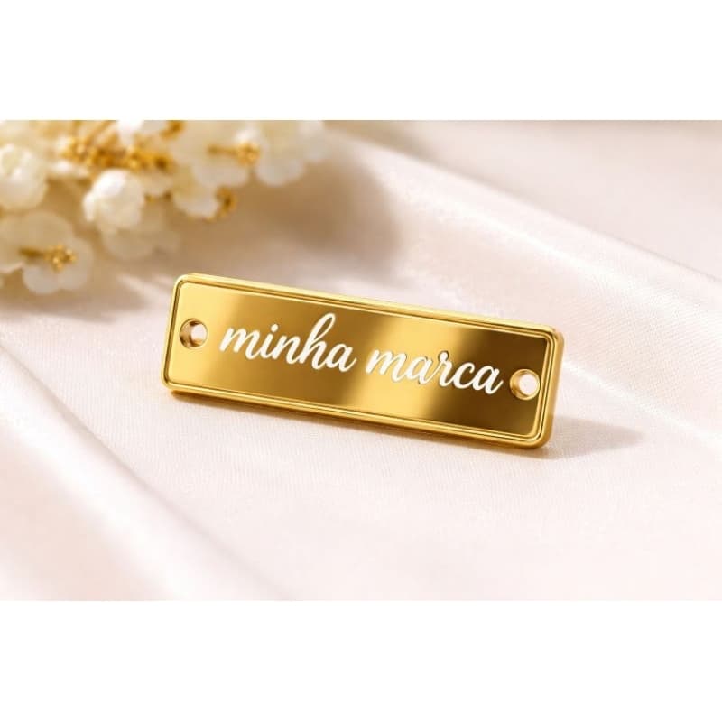 tag personalizado kit 50 peças acrilico dourado