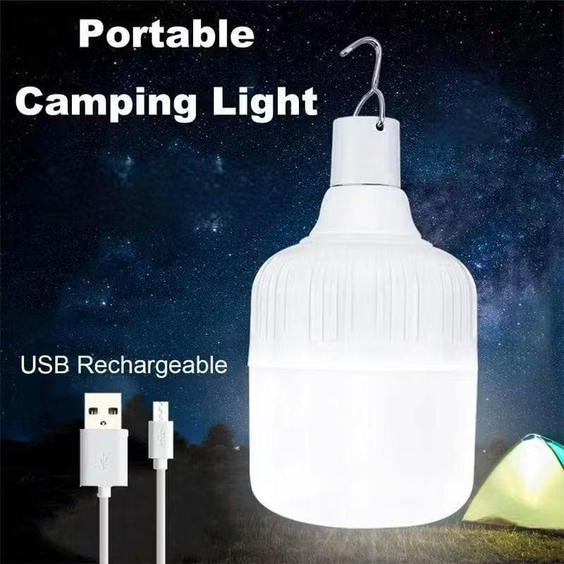 Lâmpada LED recarregável para camping, emergências, uso doméstico, ambientes externos e iluminação de barracas de
