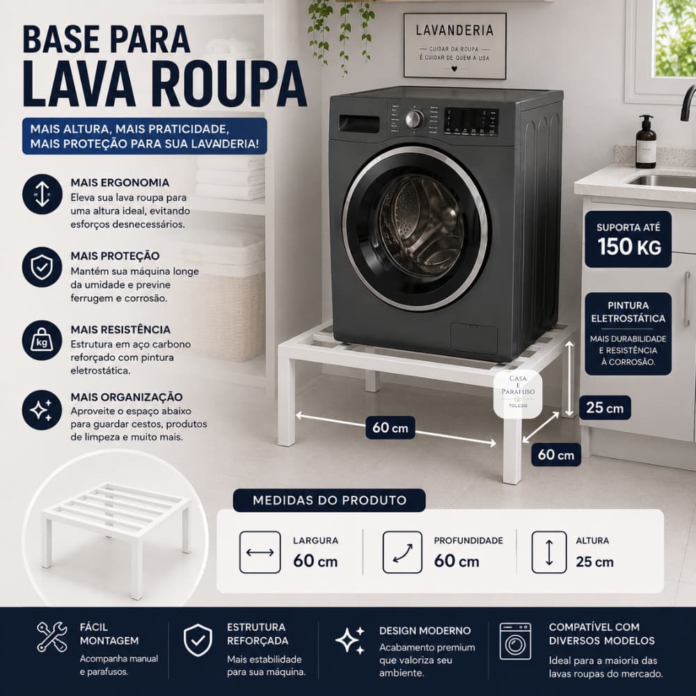 Suporte Reforçado para Lava-Roupa-Lava Louças/ 60x60x25 cm –111