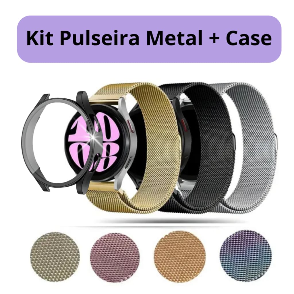 Capa Capinha TPU + Pulseira Metal Milanês Para Samsung Galaxy Watch 4/5/6/7 44mm 40mm