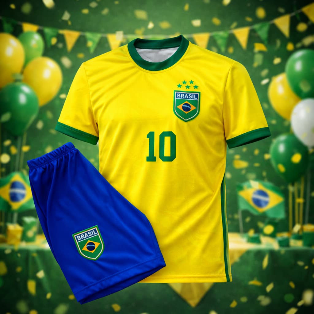 Conjunto Infantil Futebol Camisa Short Copa do Mundo