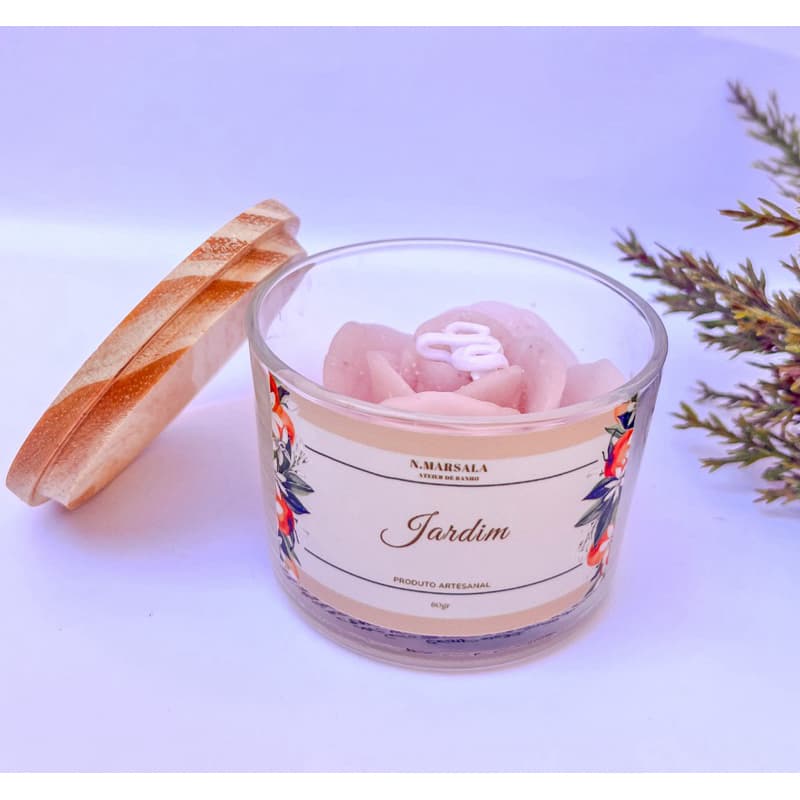 Vela Aromática Flor de Jasmin  Artesanal Perfumada Presente Feminino Decoração