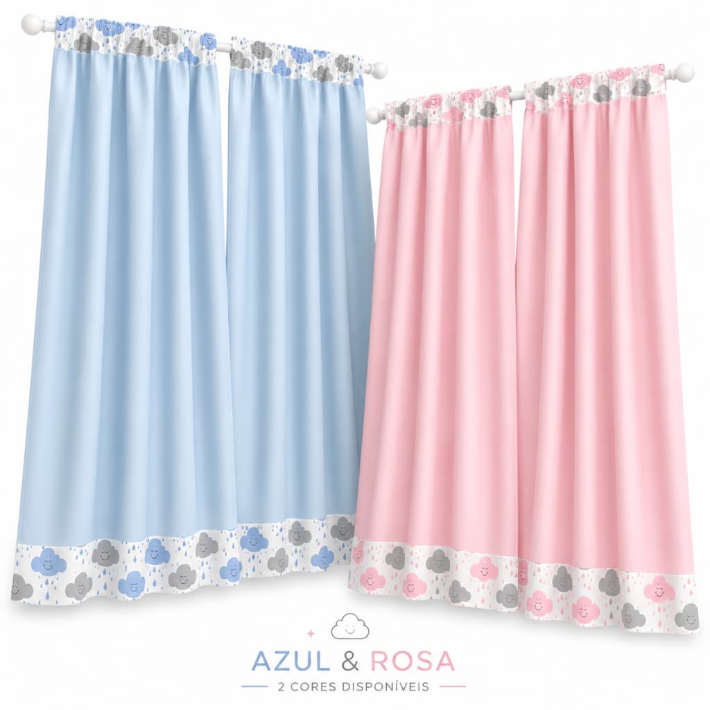 Cortina Infantil Menino Menina com Estampa 2,80m x 1,70m Varão 2m