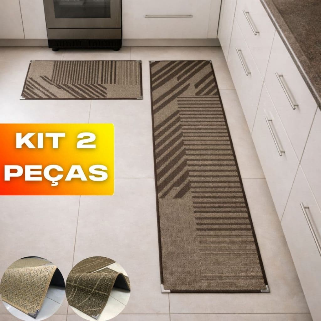 Jogo 2 Pçs Passadeira Sisal 150x50 + Capacho 80x50 Tapete Corredor Cozinha Antiderrapante Lancer