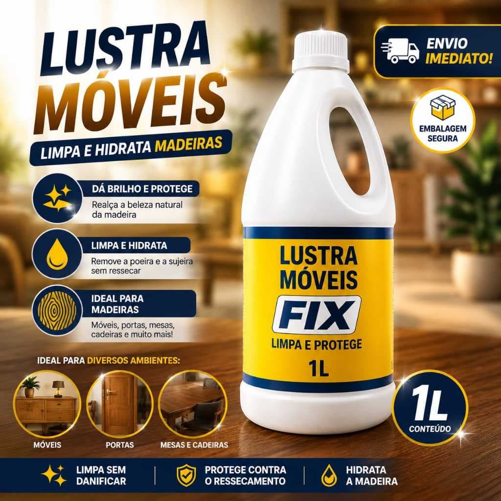 Lustra Móveis Perfumado 1 Litro Limpa e Protege Madeira Hidrata Couro