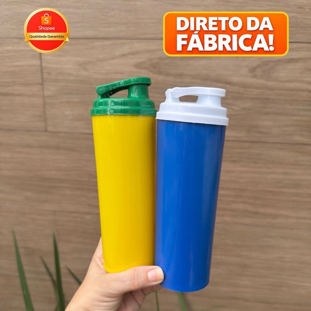 🇧🇷 KIT 15 Copo Squeze 330ML Copa do Mundo   - Copo com Tampa Squeeze/Coqueleteira 330ml  - EDIÇÃO ESPECIAL BRASIL