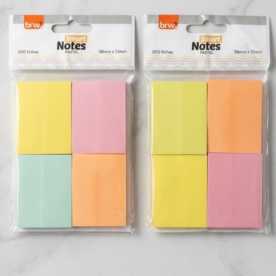 Kit Bloco Adesivo Post it - Notas adesivas 38mm x 51mm