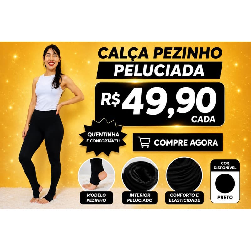 Calça Legging Térmica Pezinho Peluciada Inverno Leg Felpuda