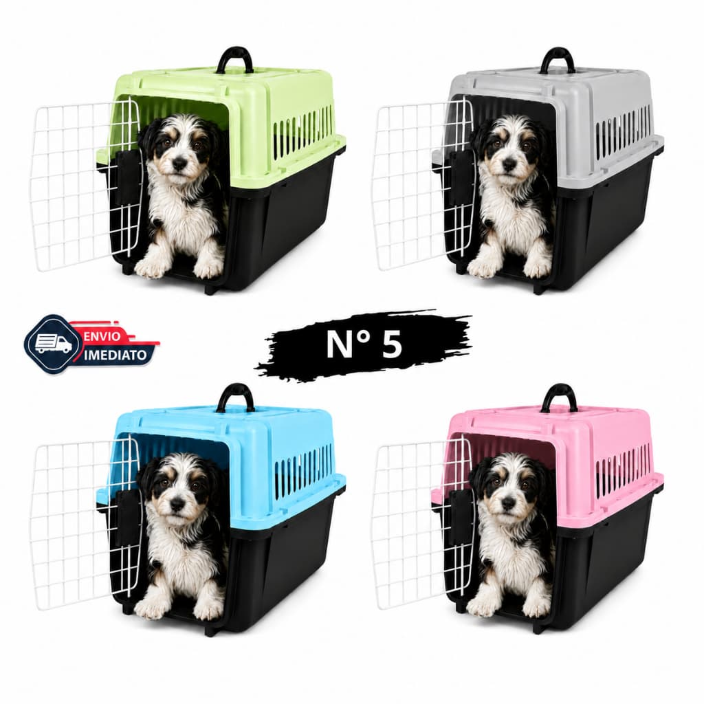 Caixa de Transporte Pet Rígida Para Gatos e Cães Pequenos Com Porta de Metal e Alça