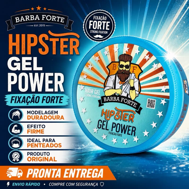 Gel Fixador De Cabelo Barba Forte Hipster Extra Forte Fixação Power 200g