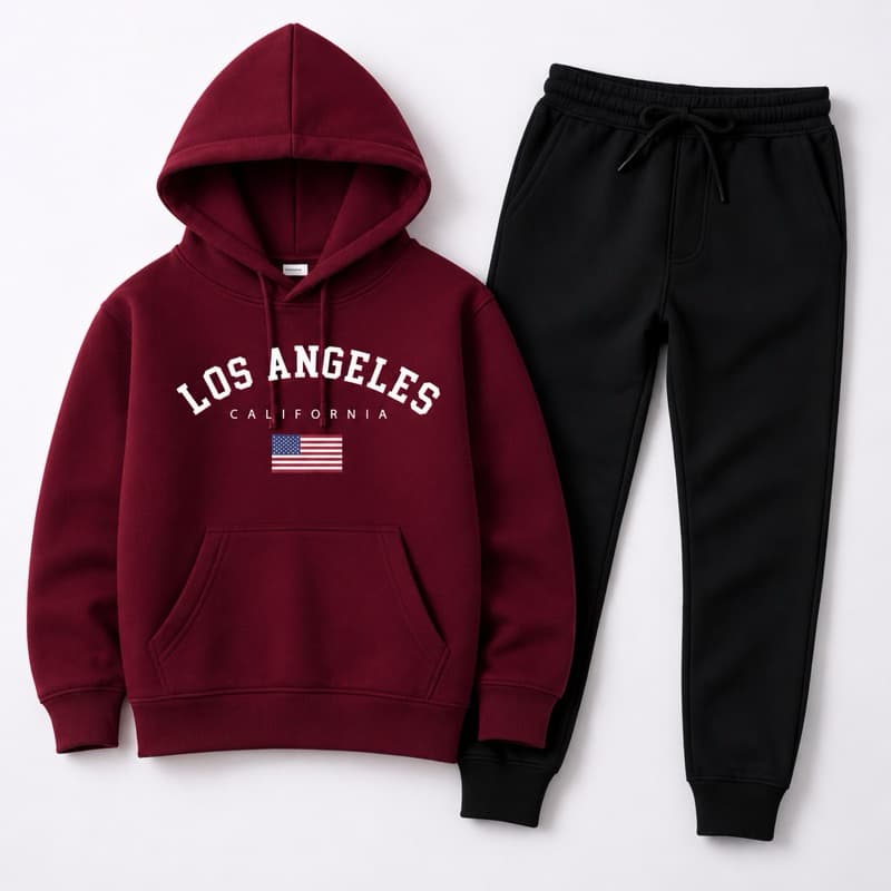 Conjunto Moletom Infantil PREMIUM Flanelado Moletom e Calça Estampado Los Angeles Quentinho Confortável