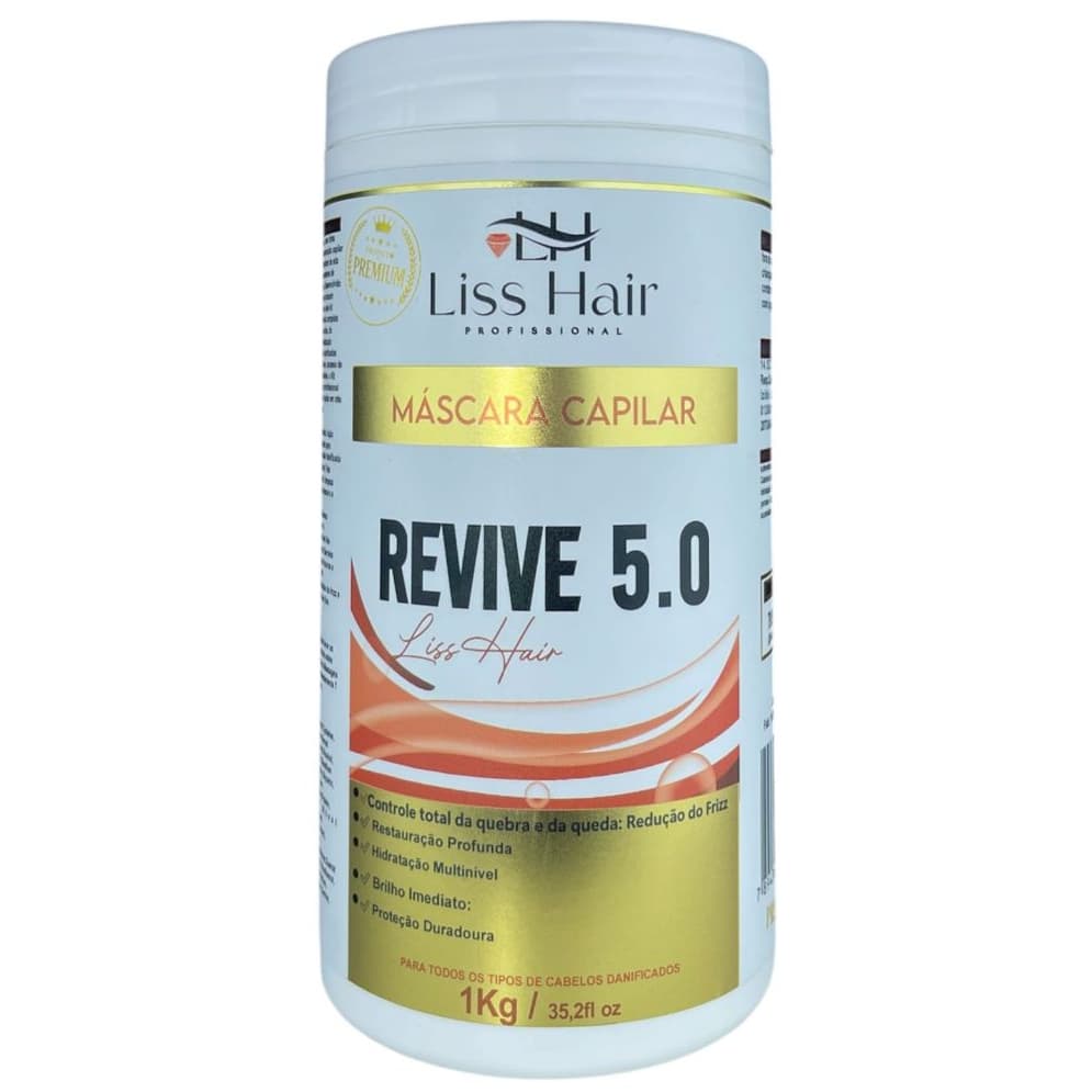 Máscara Capilar Revive 5.0 Tratamento Reconstrutor 1Kg Restauração Capilar Linha Premium Liss Hair