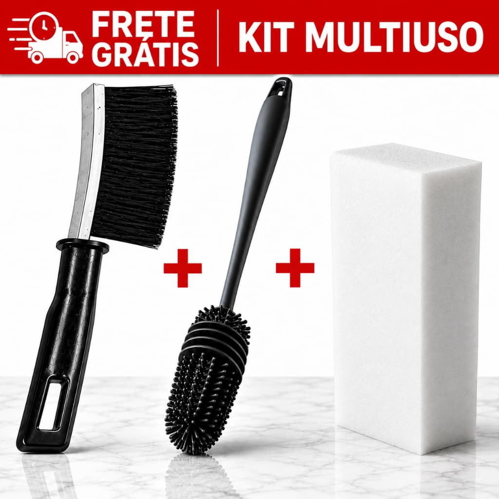 Escovinha Limpeza Canto + Escova Silicone + Esponja Mágica - KIT MULTIUSO COZINHA FOGÃO CASA