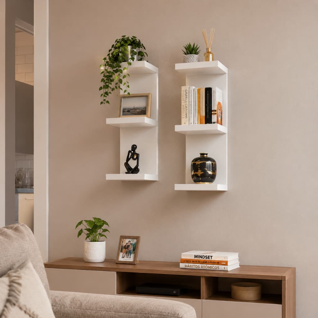 Kit Torre Prateleira Organizador Quarto Sala MDF 60cm