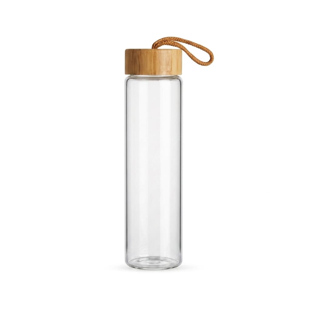 Garrafa de Vidro 750ml - Durável, Segura e Elegante com Tampa de Bambu