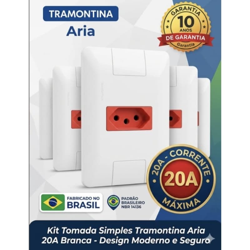 TOMADA VERMELHA 20A (pino grosso)  TOMADA 220V TRAMONTINA.