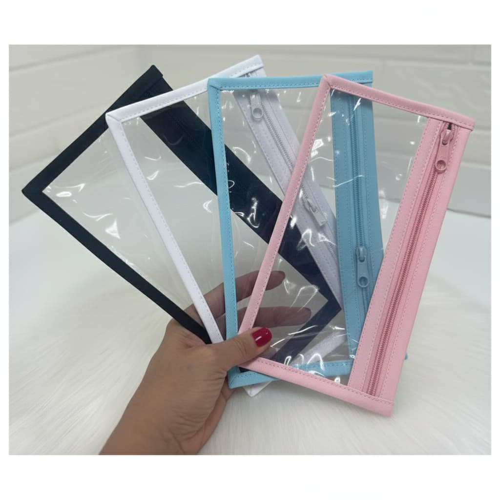 Kit Higiene 10, 5, 3 ou 2 Peças Organizador Bolsinha Transparente Necessaire Multiuso Varias Cores Viagem Escola Creche