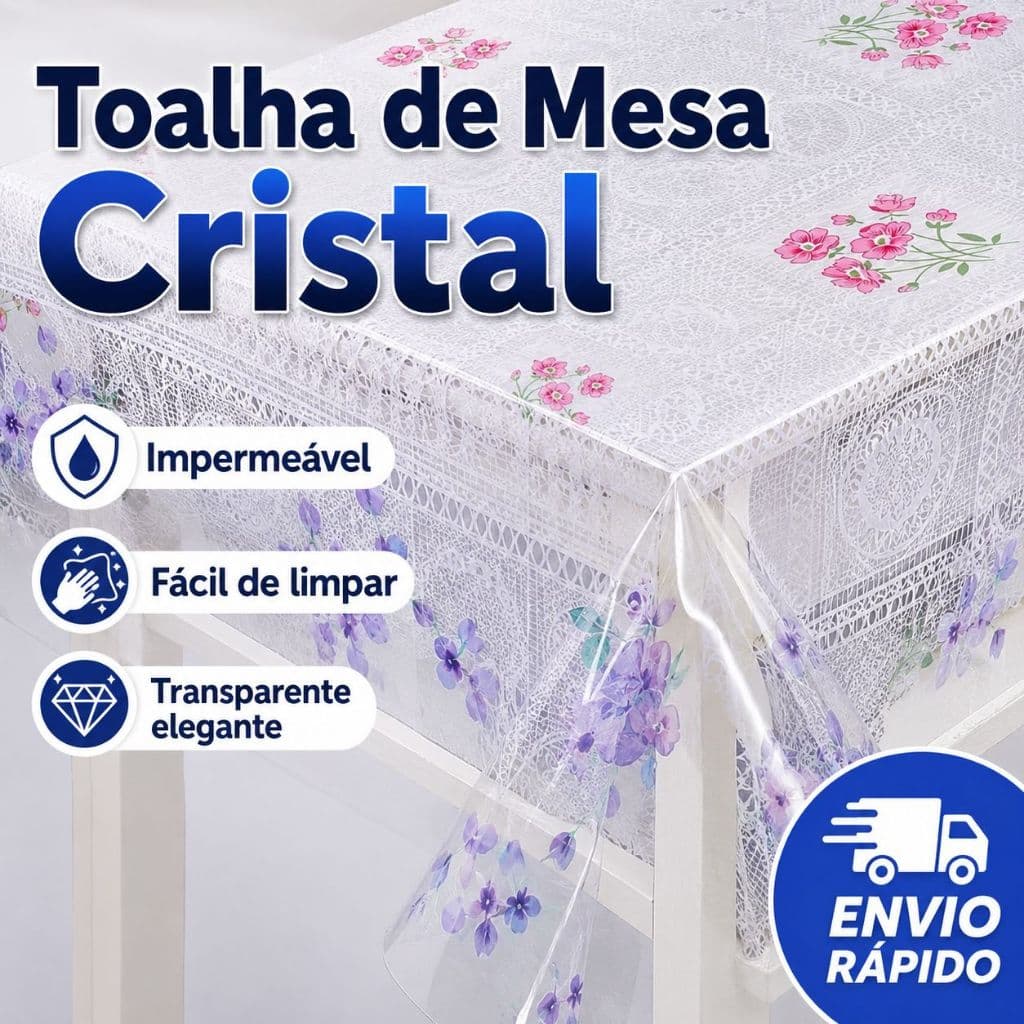 Toalha de Mesa Cristal Transparente Impermeável 4 e 6 Cadeiras
