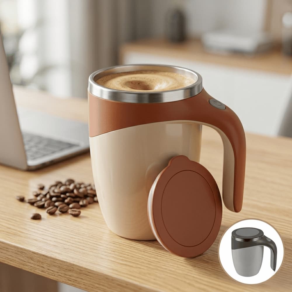 Caneca Misturadora Mixer Térmica Automática Elétrica Com Tampa Café Capuccino Whey Chocolate Shake