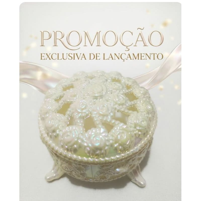 Mini Porta Joias Elegante Retro Redondo Branco E Dourado