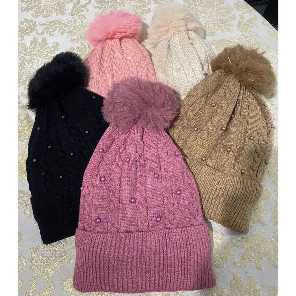 Touca Gorro feminina inverno Touca Forrada Com Pompom de pelúcia adulto