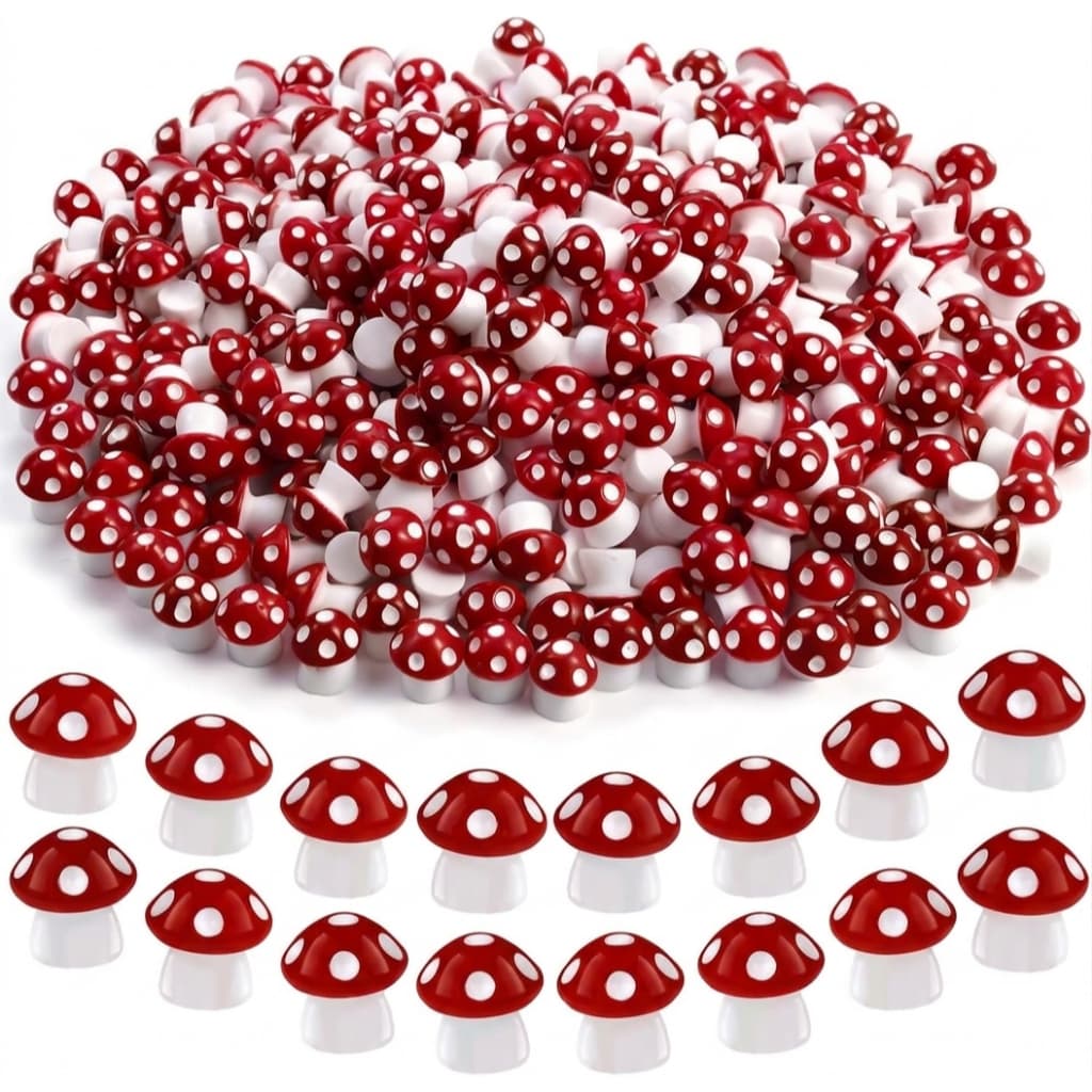 Kit 30 Cogumelos Vermelhos 3D Para Artesanato e Jardim Encantado Terrário e Mini Jardim Suculentas