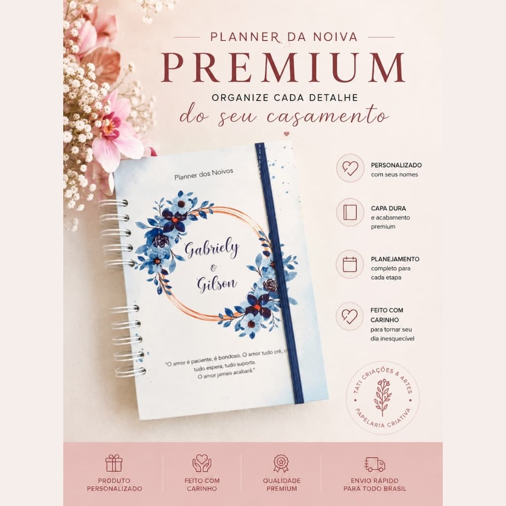 Planner da Noiva Personalizado Premium Agenda Casamento Completa Wedding Planner