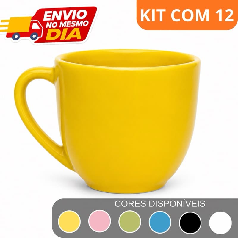 Kit 4, 6 ou 12 Xícaras Café Porcelana 170ml Colorida Moderna Espresso Cappuccino Chá