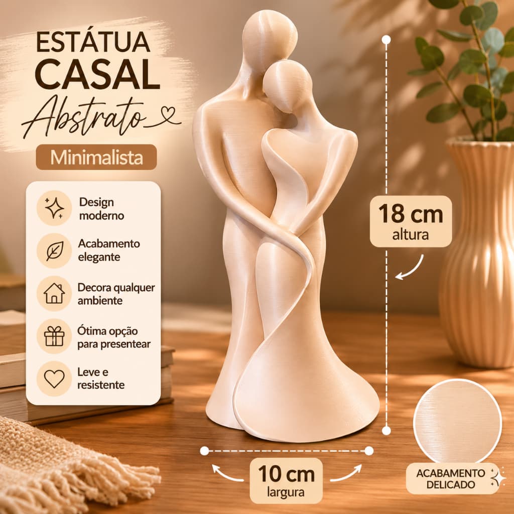 Estátua Decorativa Casal Abstrato Minimalista | Escultura Moderna Luxo Sala Quarto