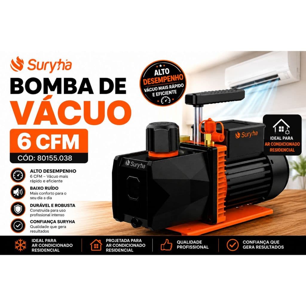Bomba de Vácuo Duplo Estágio Suryha 6CFM - 80155038