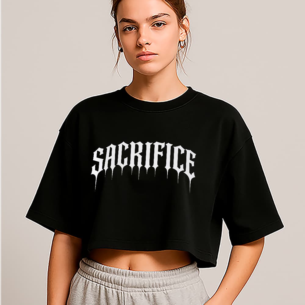 Cropped Oversized Sacrifice Gótico Tumblr Punk Urban Style Feminina