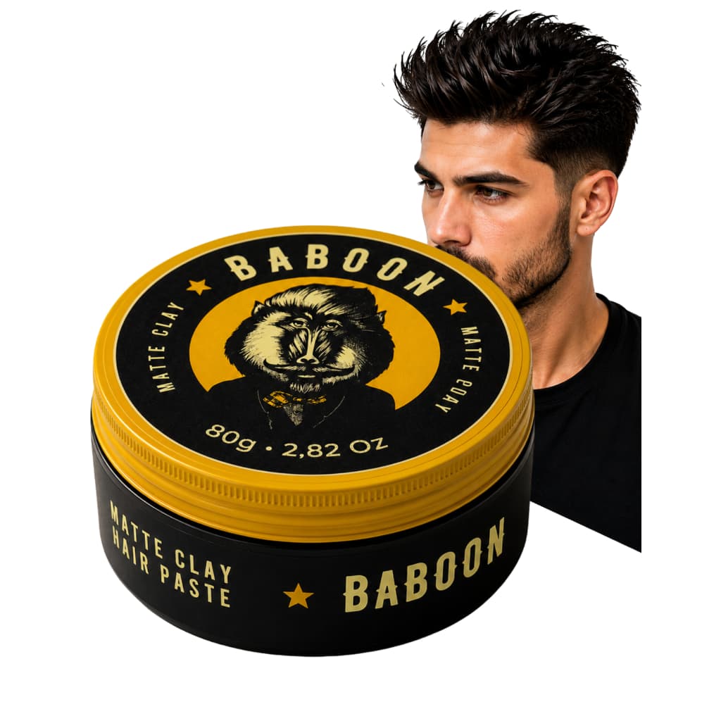 Pomada Modeladora de Cabelo Matte Clay - Baboon  Efeito Seco 80g Hidratação Anti Frizz
