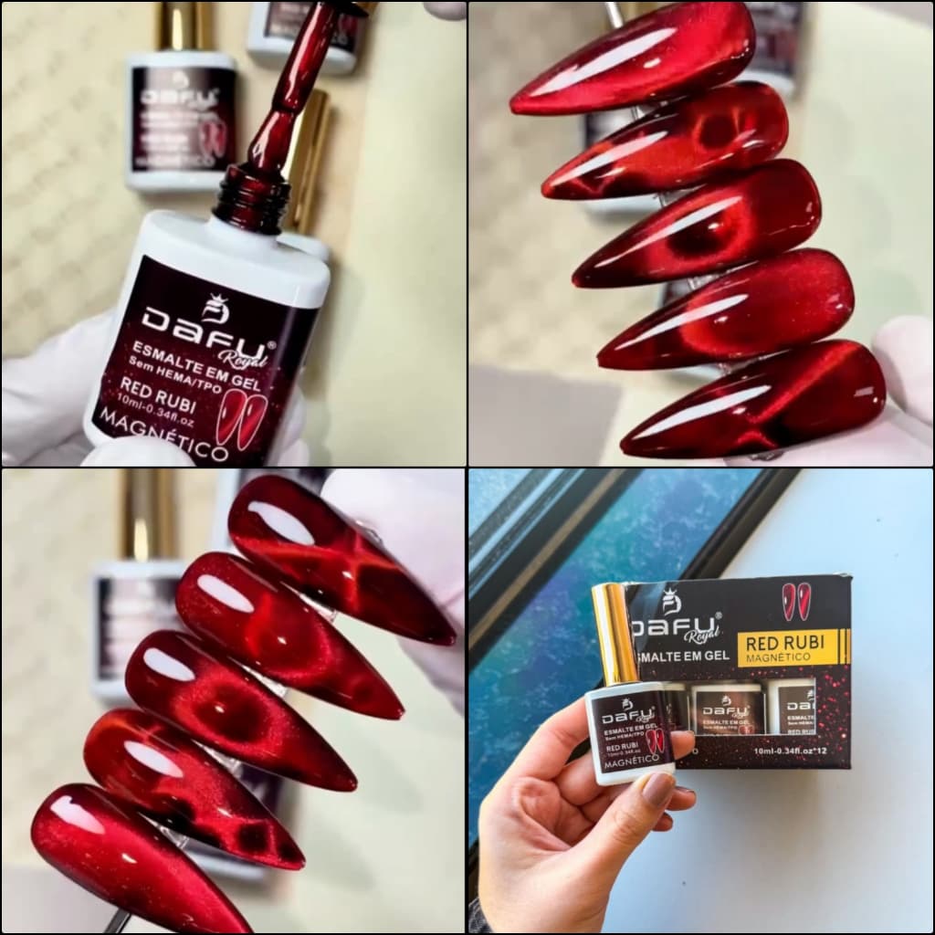 Esmalte Magnético Cat Eyes Dafu Royal Red Rubi Gel UV LED Alta Pigmentação-MGRY10