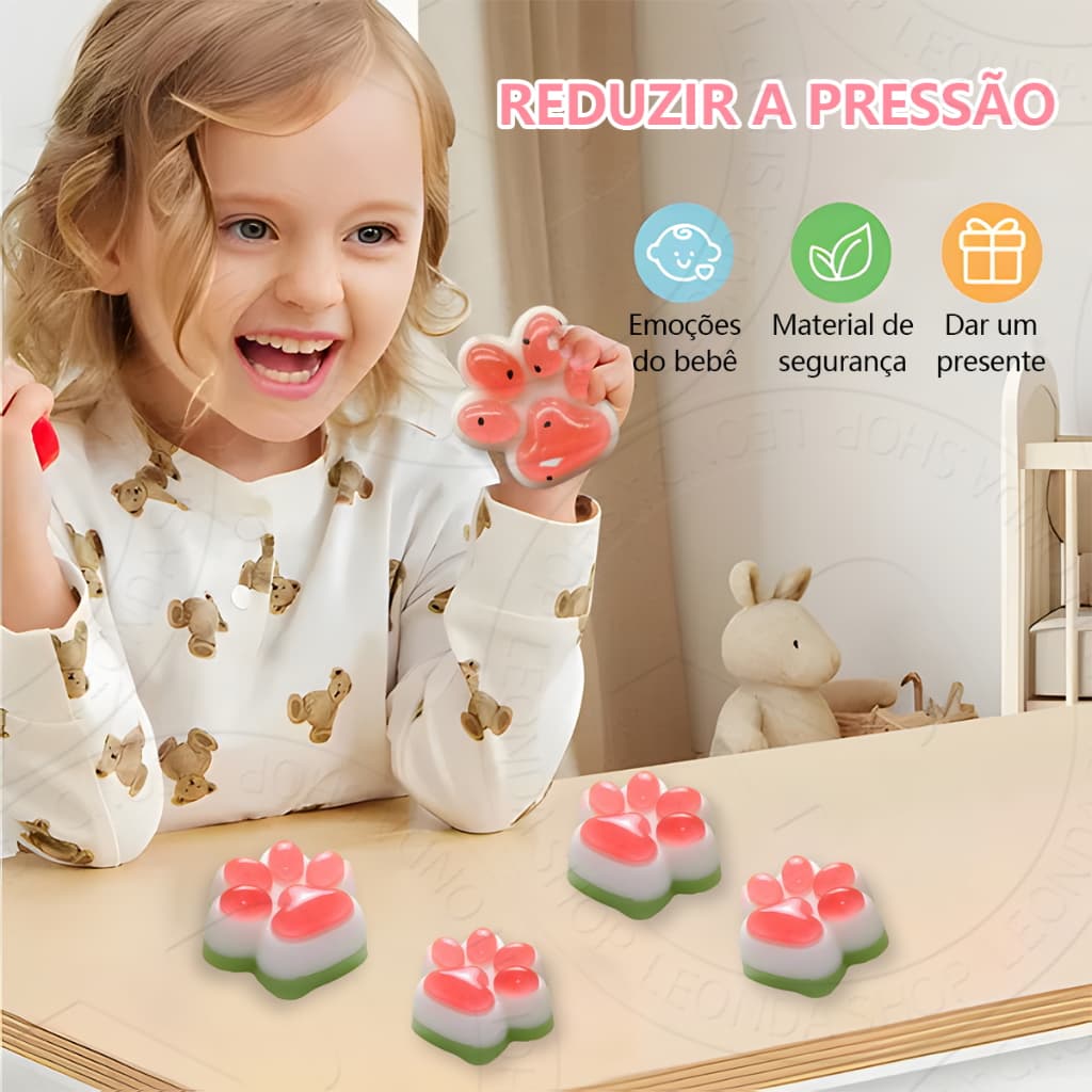 Kit 2 Squishy Mochi Patinha de Gato Fidget Toy Anti-Ansiedade Brinquedo de Apertar