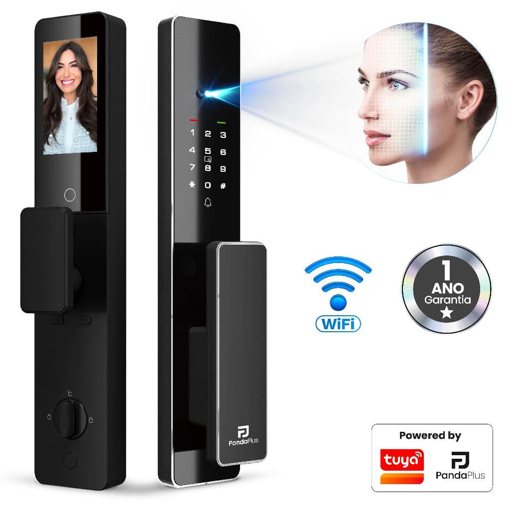 Fechadura Eletrônica Inteligente Reconhecimento Facial Palma Da Mão Alexa App PandaPlus Tuya Smartlife