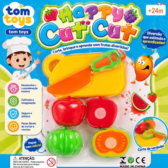 Kit frutas com velcro Brinquedo Cozinha Infantil 2 Frutas + Tábua + Faca