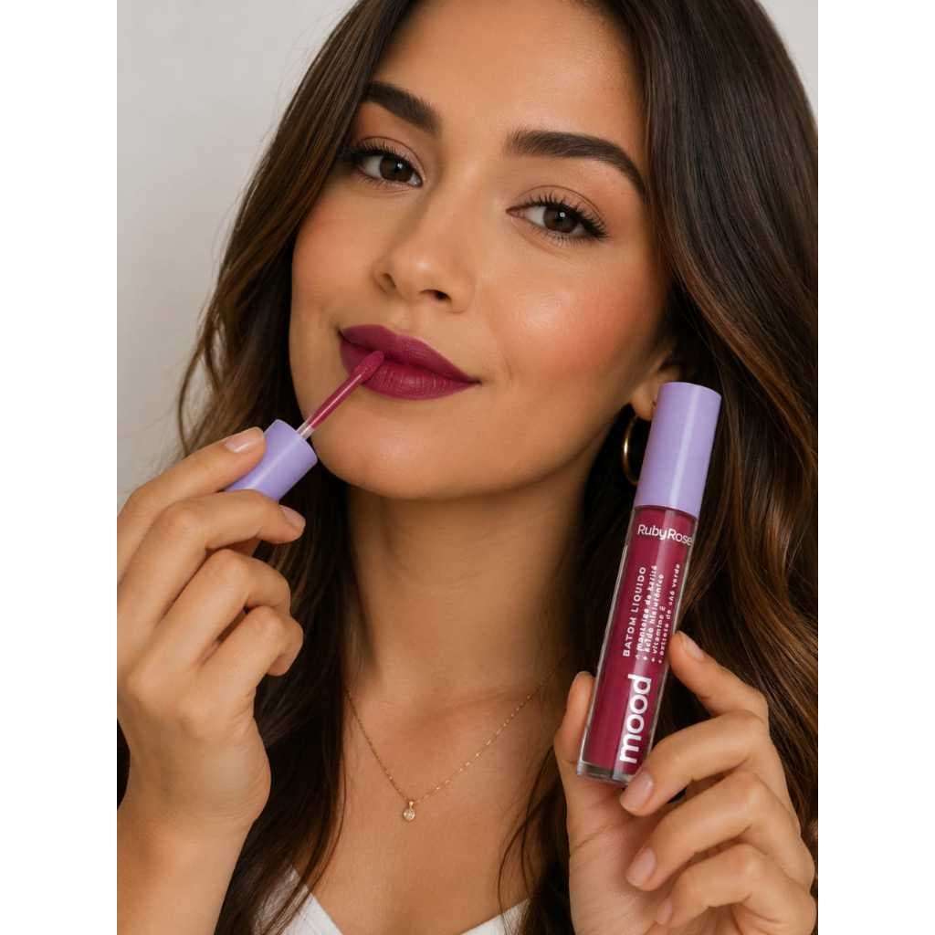 Batom Líquido Matte Mood Ruby Rose - Alta Pigmentação -Acido hialurônico / Vitamina E
