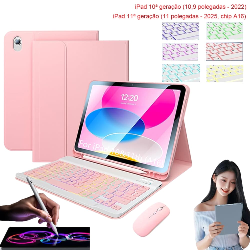 Back Field Capa para tablet + Mouse + Teclado + Caneta Para fio para ipad 11ª(a16)/10ª