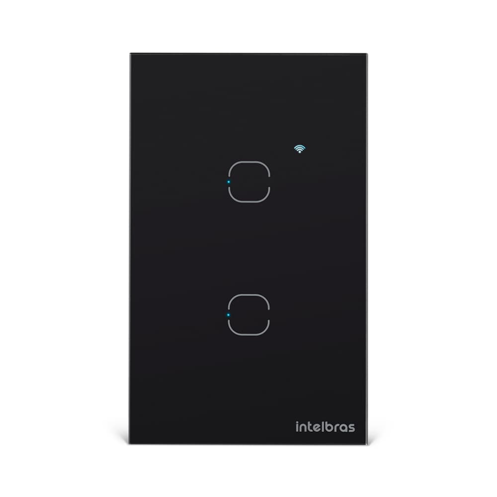 Interruptor Touch Wifi 2 Botões EIW 1002 Preto Intelbras Casa Inteligente Alexa Google