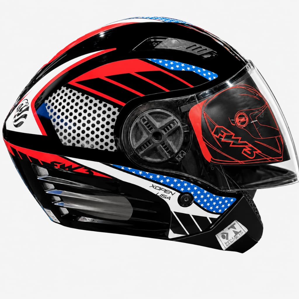 Capacete X-Open Moto FW3 Preto/Branco Países