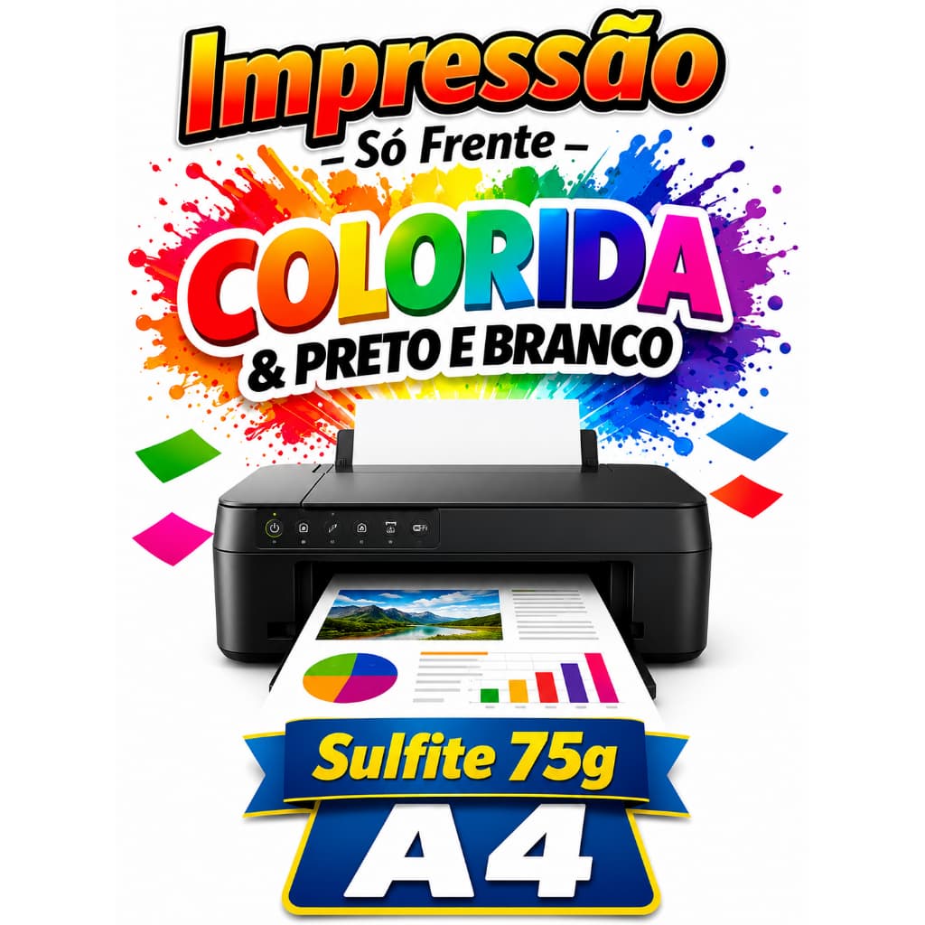 Impressão de Arquivos PDF JPG PNG | A4 Sulfite 75g | Colorido Preto e Branco