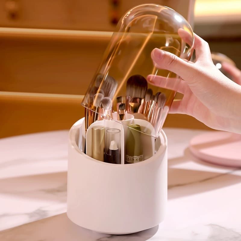 Capsula de  Rotação Organizador Portátil 360º De Mesa Cosmético Maquiagem Porta-escovas Batom