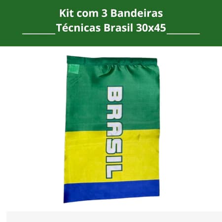 Kit com 3 Bandeiras Técnicas Brasil Torcida Verde Amarelo Azul 30x45 – Decoração para Jogos