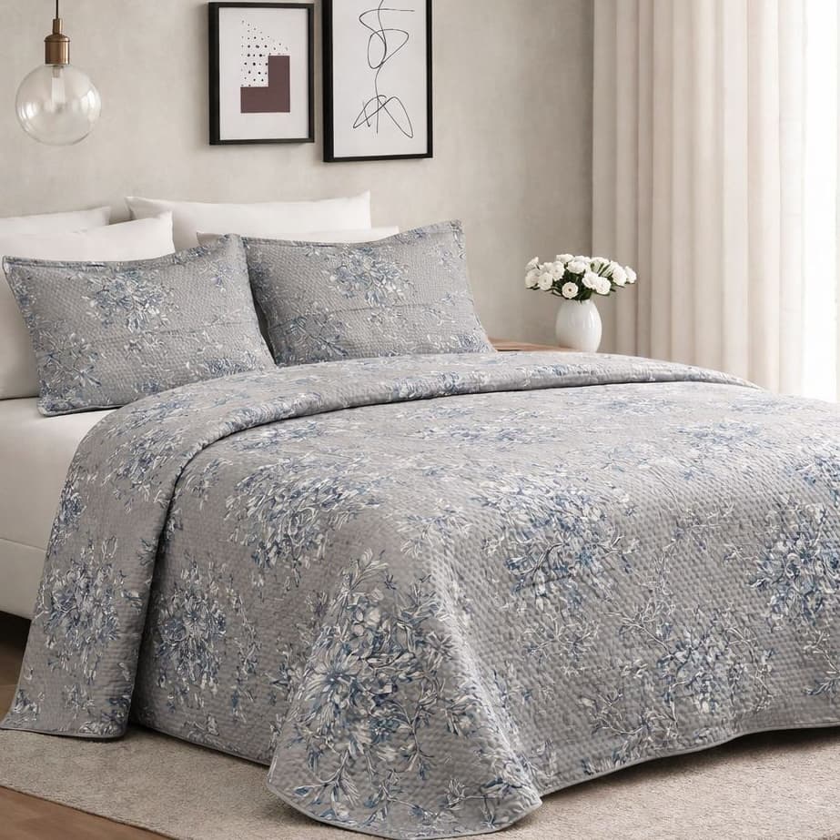 Jogo de Colcha Cobre Leito Estampado, Dupla Face, Double Soft, 3 peças, Matelado  - (Casal, Queen ou King)