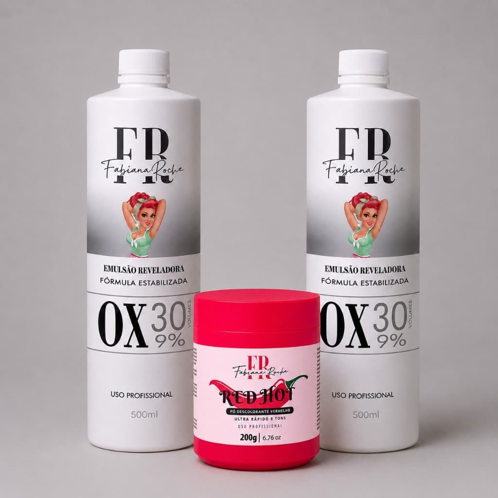 KIT DESCOLORAÇÃO VERMELHO (Pó Descolorante Vermelho Pimentinha + Água Oxigenada 30v