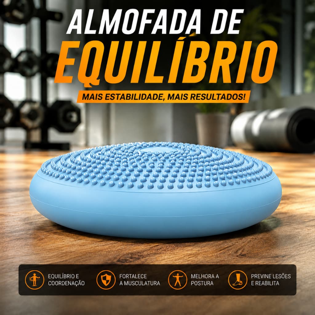 Almofada Disco de Equilíbrio Inflável 33cm com Superfície Rugosa para Massagem fortalecimento