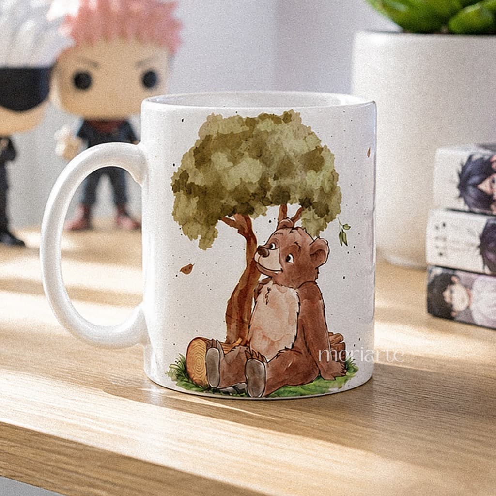 Caneca personalizada Pequeno Urso Clássica+chaveiro, presente criativo geek fofo, pronta entrega