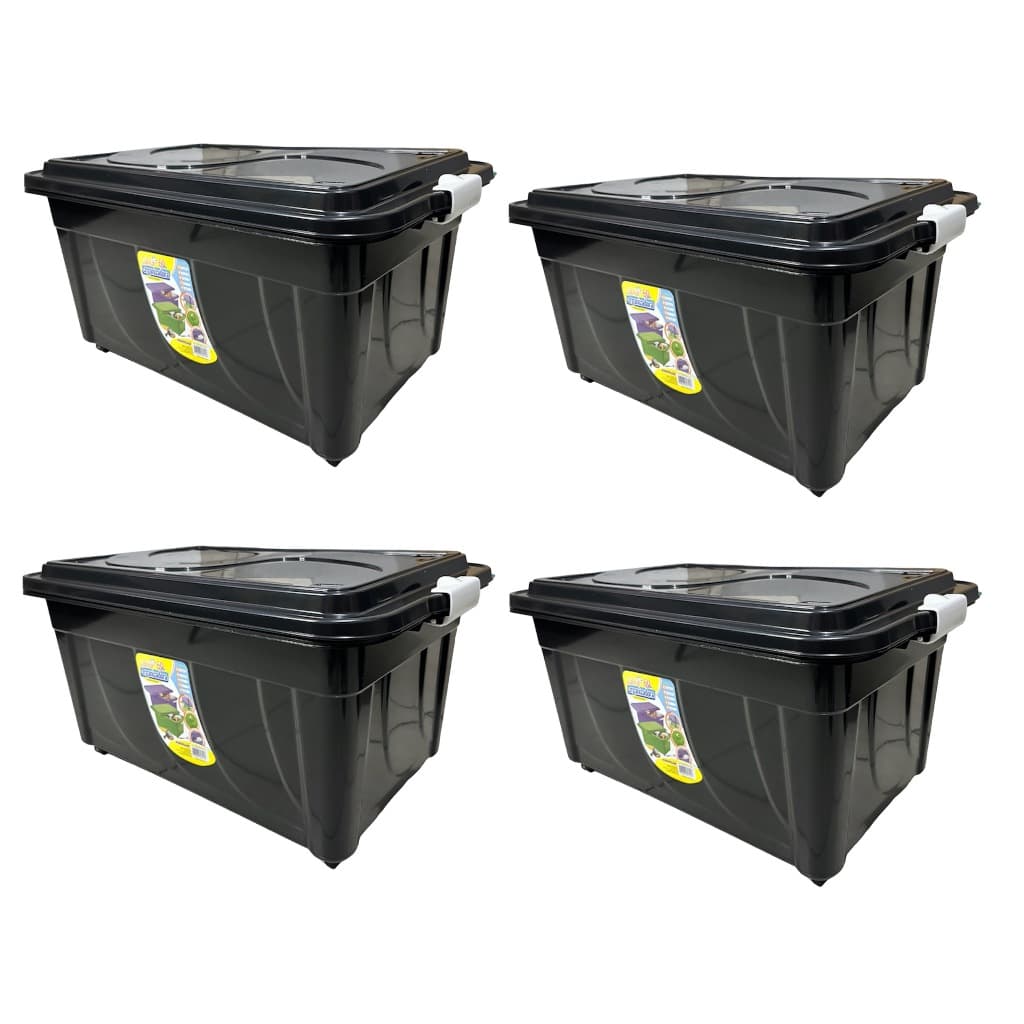 Kit 4 Caixas Preta Organizadora Com tampa 60 Litros Agralast