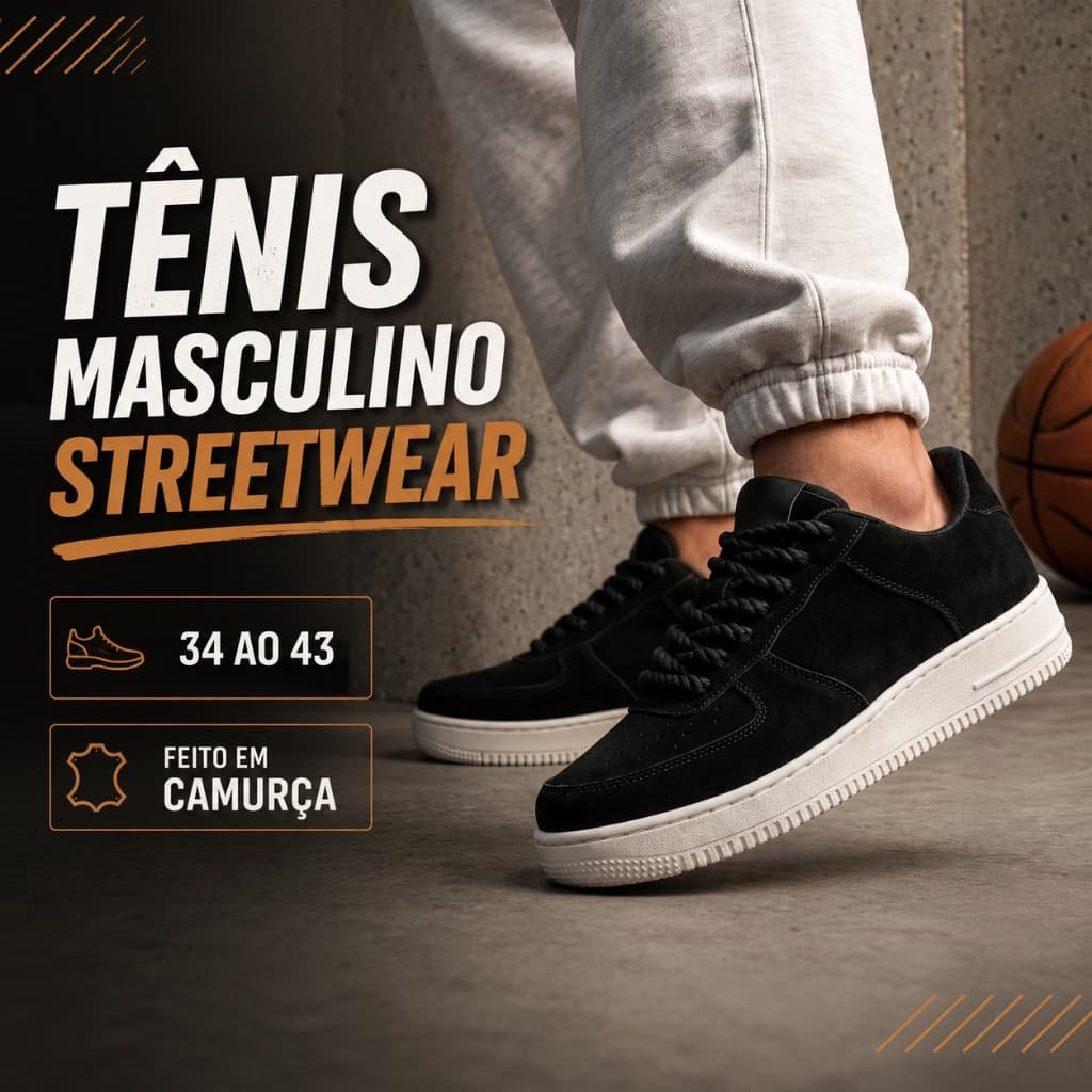 Tênis Streetwear Masculino e Feminino Camurça Casual para Academia e Corrida Promoção Do 34 ao 43